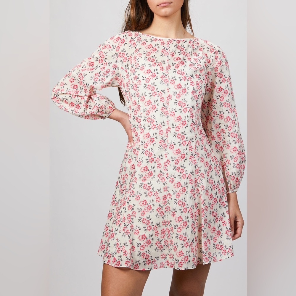 REBECCA TAYLOR Ikat Long Sleeve Fleur Mini Dress Cotton Size Medium